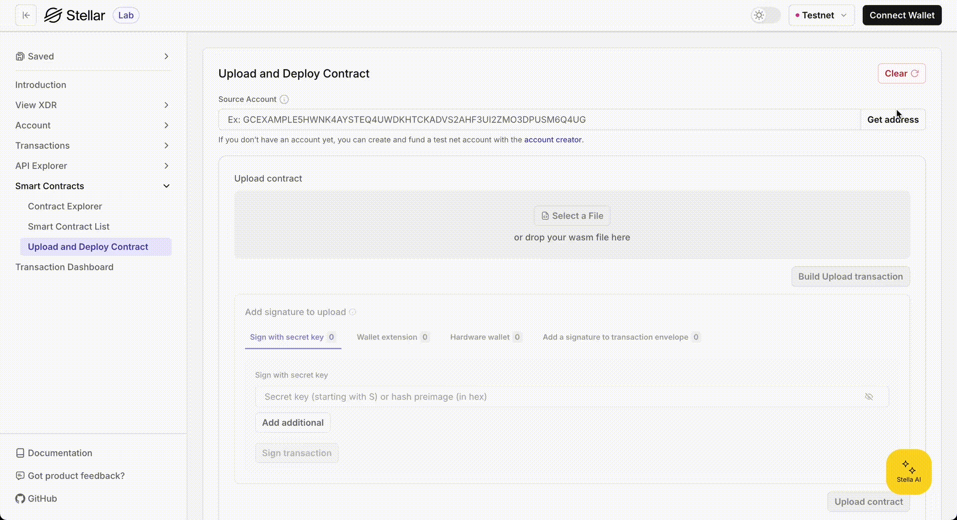 Lab: Upload and Deploy Contract - uploading contract